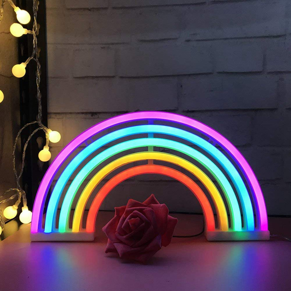 Cute Rainbow Neon Sign LED Rainbow wall decor Light Lamp for Dorm,bars clubs, pride